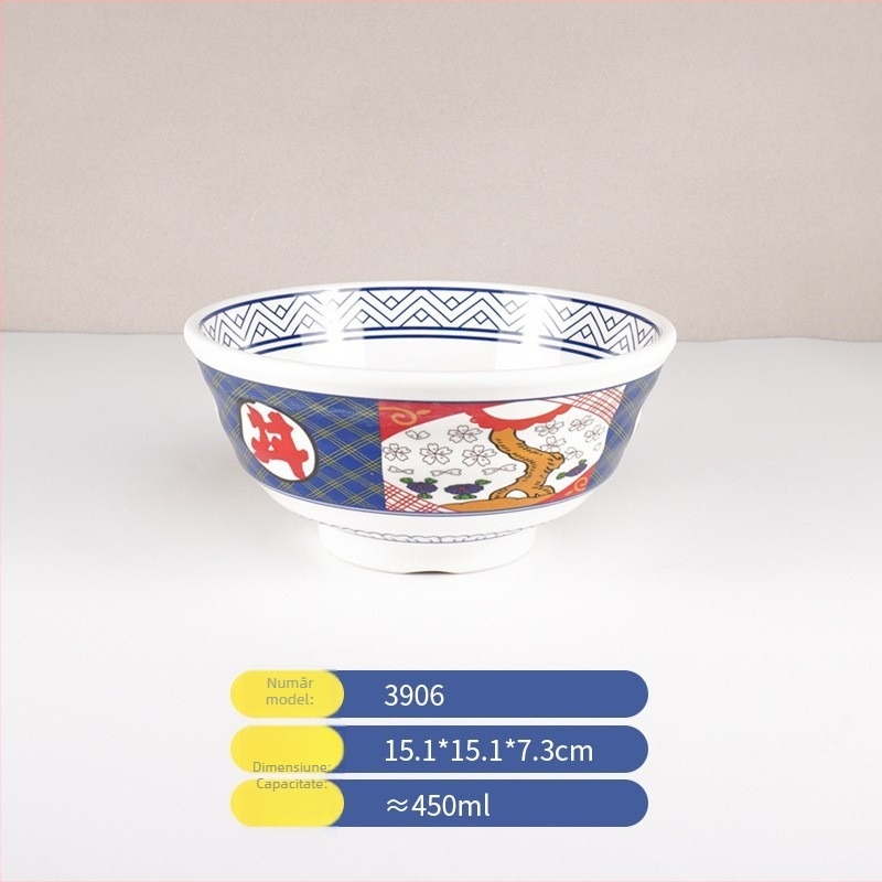 Bol japonez de ramen, melamină cu imitatie de porțelan, bol donburi pentru restaurante, bol înalt pentru supe și tăiței