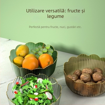 Vas de salata în stil japonez, margine aurie, din PET, farfurie pentru fructe și bol de desert, cu un model floral creativ.