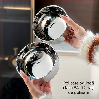 304 oțel inoxidabil de calitate alimentară, bol cu două straturi, izolație termică, protecție împotriva arsurilor, pentru supă, paste și mâncare — veselă pentru casă și școală
