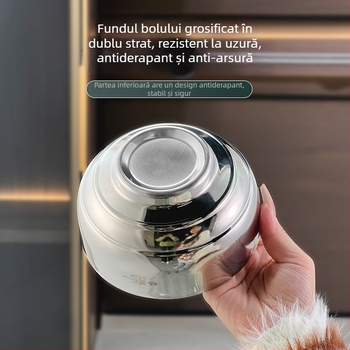 304 oțel inoxidabil de calitate alimentară, bol cu două straturi, izolație termică, protecție împotriva arsurilor, pentru supă, paste și mâncare — veselă pentru casă și școală