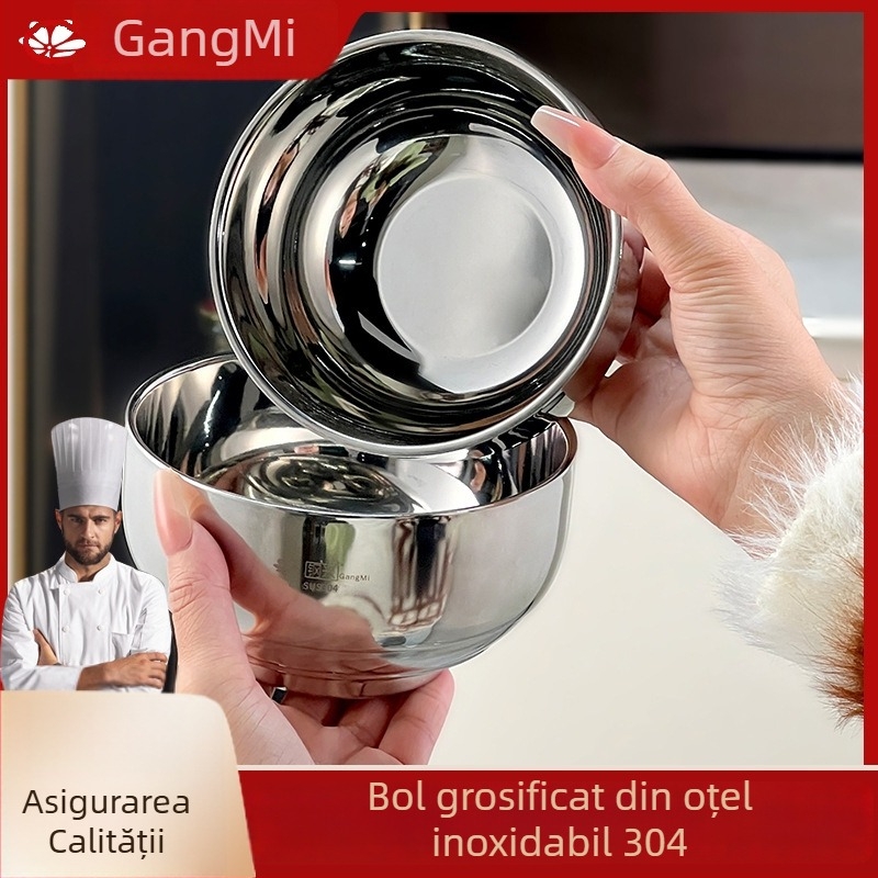 304 oțel inoxidabil de calitate alimentară, bol cu două straturi, izolație termică, protecție împotriva arsurilor, pentru supă, paste și mâncare — veselă pentru casă și școală