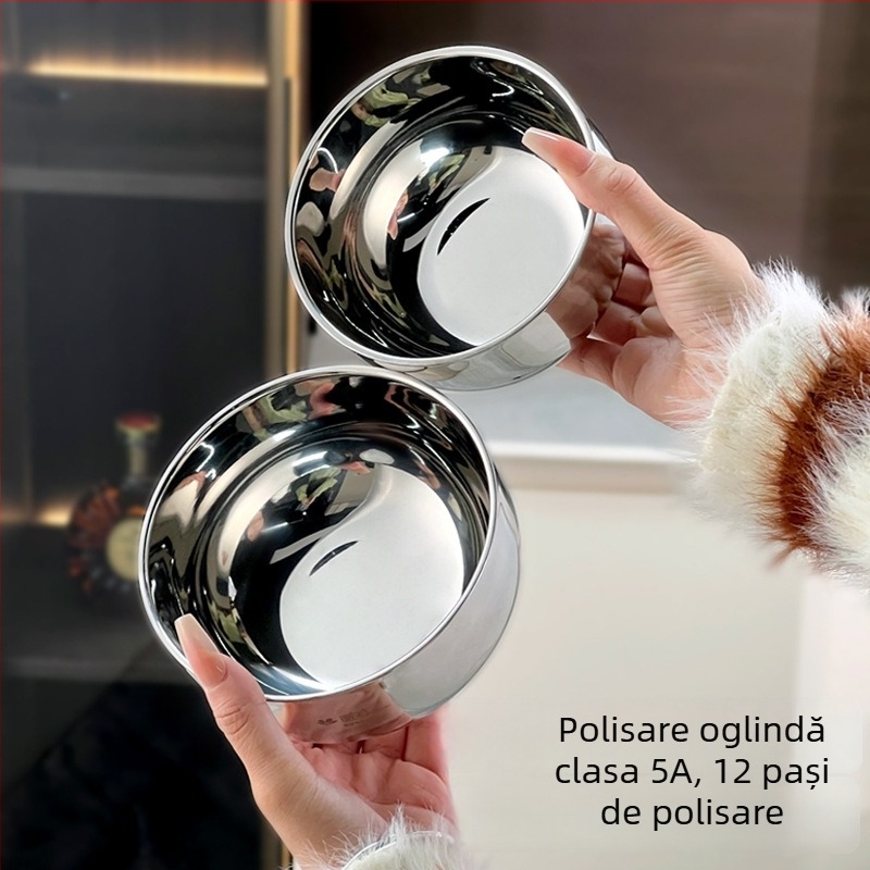 304 oțel inoxidabil de calitate alimentară, bol cu două straturi, izolație termică, protecție împotriva arsurilor, pentru supă, paste și mâncare — veselă pentru casă și școală