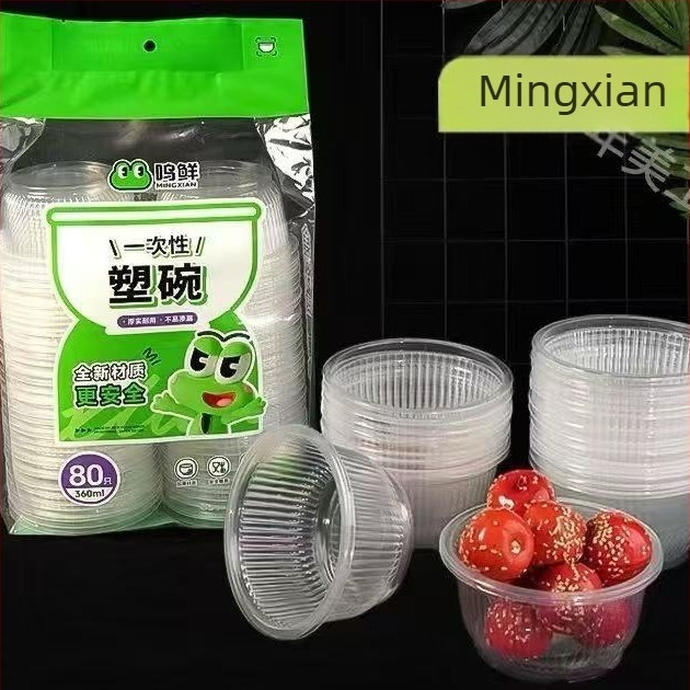 Mingxian boluri de unică folosință pentru supă — groase și durabile, circulare din plastic, ideale pentru întâlniri în familie, menținerea prospețimii