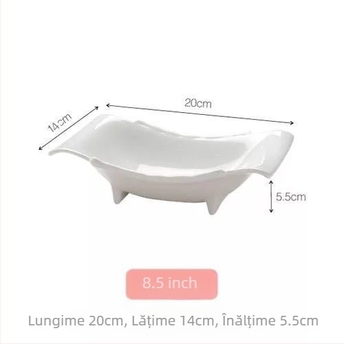 Bol ceramic cu formă unică, model cu bambus, ideal pentru supă, salată de fructe și garnituri; compatibil cu cuptorul cu microunde