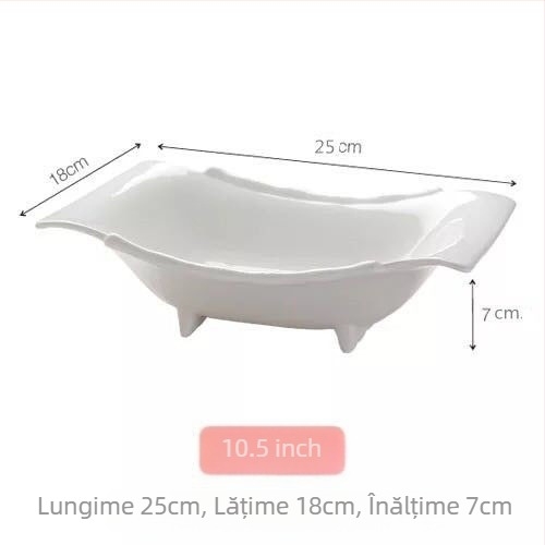 Bol ceramic cu formă unică, model cu bambus, ideal pentru supă, salată de fructe și garnituri; compatibil cu cuptorul cu microunde