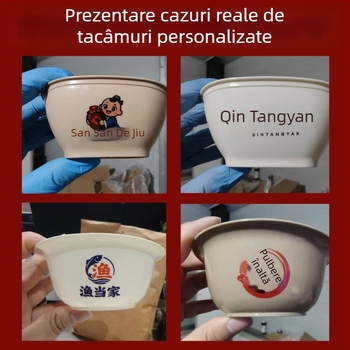 Yinggeng Vesă de unică folosință din coji de orez – set de patru piese cu pahare, boluri, farfurii, bețișoare și bol de orez pentru restaurant