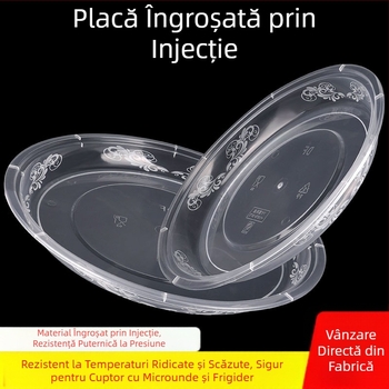 Farfurii de plastic de unică folosință, cu pereți groși, pentru picnicuri și banchete festive, rotunde, turnate prin injecție