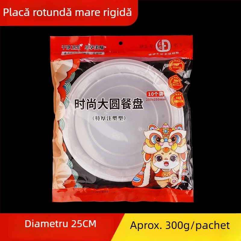 Farfurii de plastic de unică folosință, cu pereți groși, pentru picnicuri și banchete festive, rotunde, turnate prin injecție