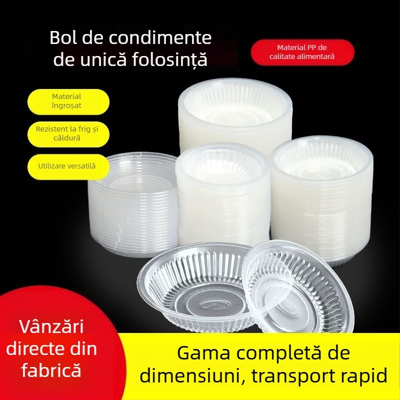 Farfurie de unică folosință pentru sosuri, farfurie pentru sos de soia și condimente, rotundă din plastic (50–180 ml)