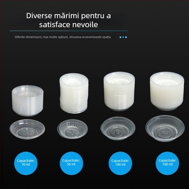 Farfurie de unică folosință pentru sosuri, farfurie pentru sos de soia și condimente, rotundă din plastic (50–180 ml)