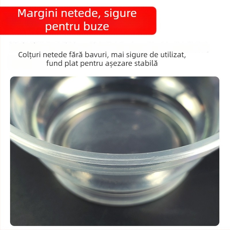 Vas de unică folosință, transparent pentru cină, bol din plastic rezistent la temperaturi înalte, rotund, ambalat individual