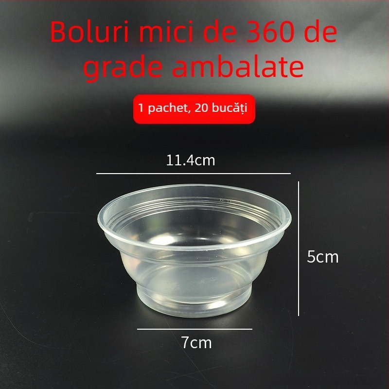 Vas de unică folosință, transparent pentru cină, bol din plastic rezistent la temperaturi înalte, rotund, ambalat individual