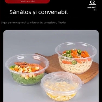 Set de boluri din plastic, unică folosință, calitate alimentară, îngroșat, pentru uz casnic, cu capac, rezistent la temperaturi înalte, potrivit pentru nunți și inaugurări