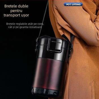 Cutie de prânz din oțel inoxidabil 316, izolație în vid, capacitate mare, 3-4 niveluri, Bento, portabil pentru elevi