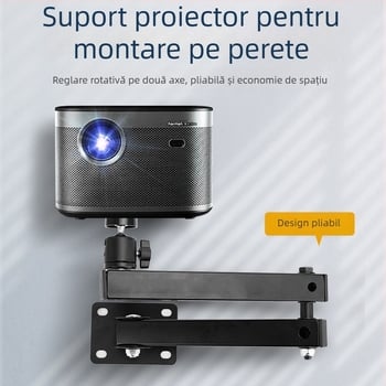 Suport mic pentru proiector, montat pe perete, pliabil și reglabil, din metal