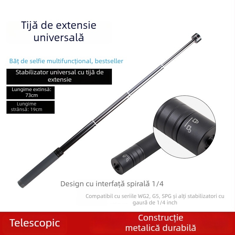 Bară telescopică din aliaj de aluminiu pentru stabilizatorul de telefon DJI Zhiyun, cu șurub de 1/4 inci și trepied întărit