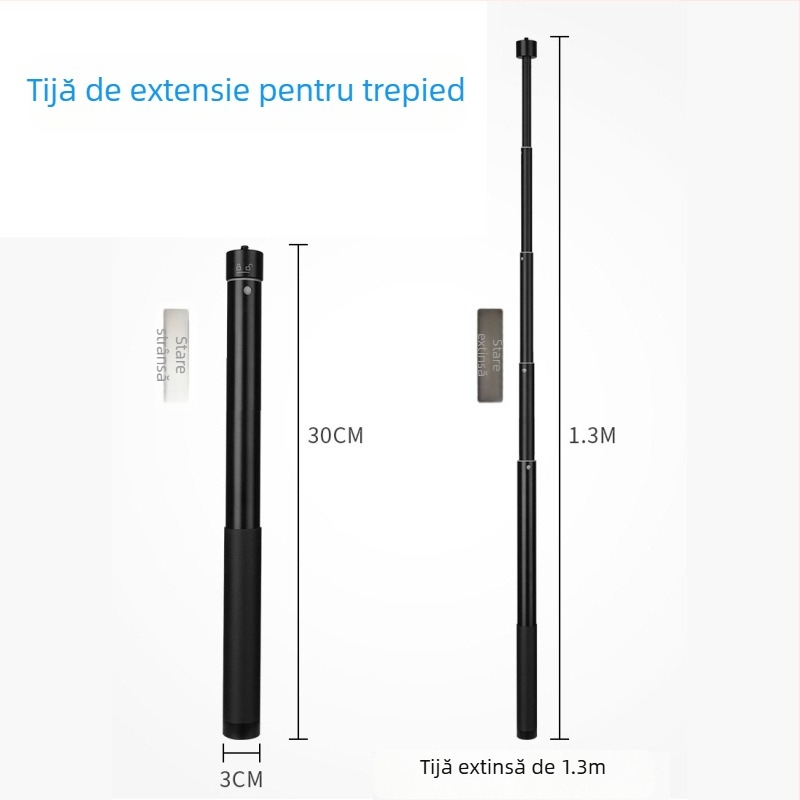 Bară telescopică din aliaj de aluminiu pentru stabilizatorul de telefon DJI Zhiyun, cu șurub de 1/4 inci și trepied întărit