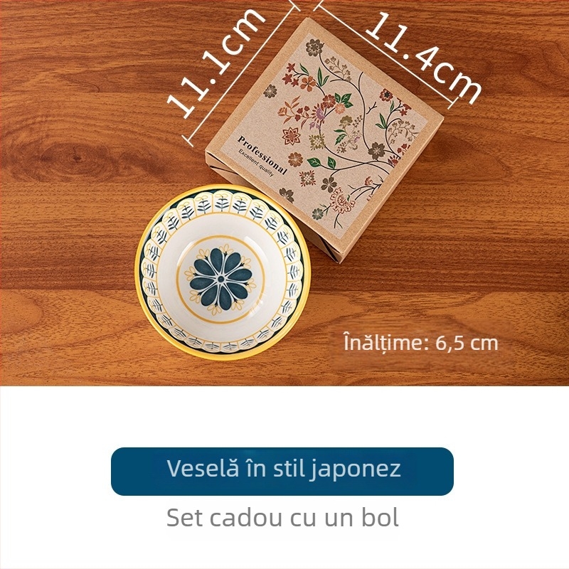 Set ceramic de veselă de masă cu boluri, farfurii și bețișoare într-o cutie cadou; logo personalizat; compatibil cu cuptorul cu microunde; stil nordic; finisaj sub glazură; ideal pentru petreceri acasă, inaugurări, nunți și zile de naștere
