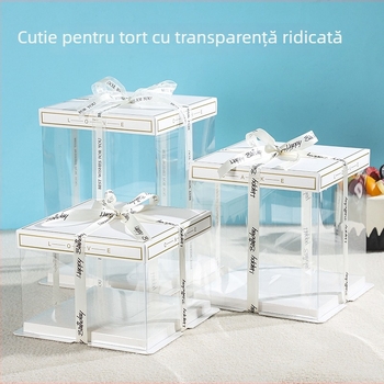 Cutie transparentă pentru tort de ziua de naștere, disponibile în dimensiuni de 6, 8, 10 și 12 inch, strat simplu sau dublu, construcție robustă