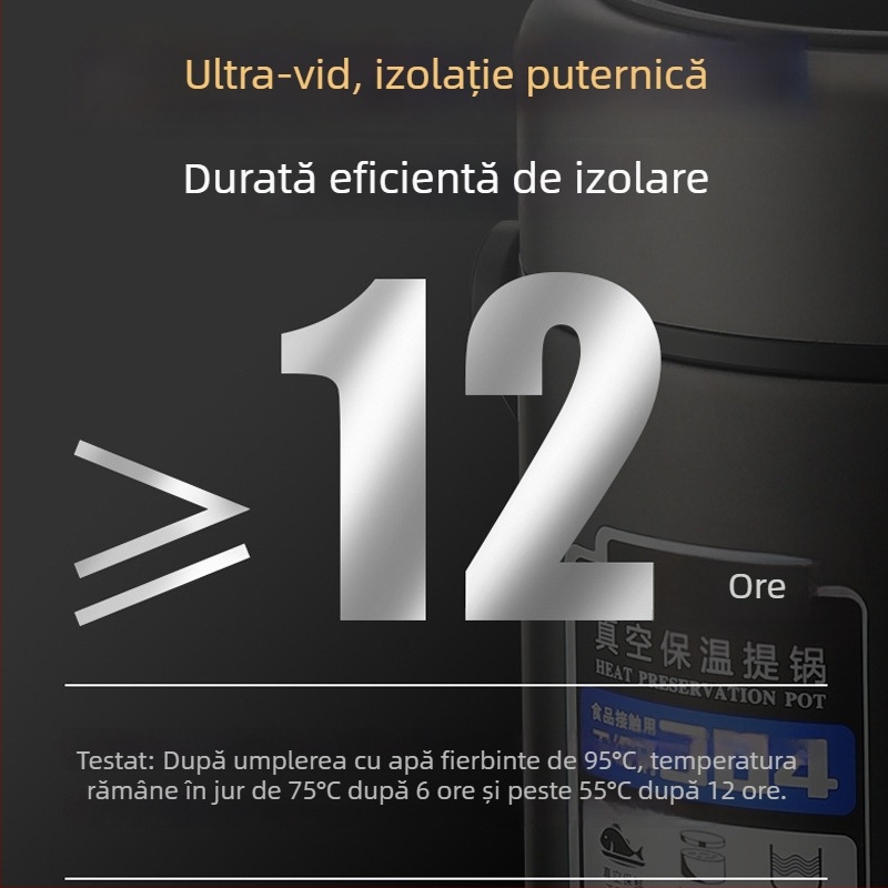 Cutie de prânz izolată din oțel inoxidabil, capacitate mare, cutie Bento cu trei niveluri, portabilă pentru adulți și elevi