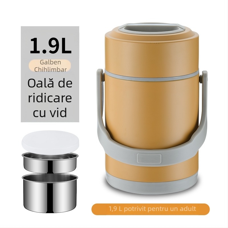 Cutie pentru prânz din oțel inoxidabil 304, izolație în vid, design multiplă, calitate alimentară, pentru elevi, capacități 1,3 L/1,6 L/1,9 L