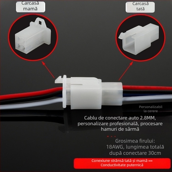 Conector de 2,8 mm pentru vehicul electric, nucleu cu 2–9 găuri, pereche de cabluri cu conector plug-in, contact masculin și feminin