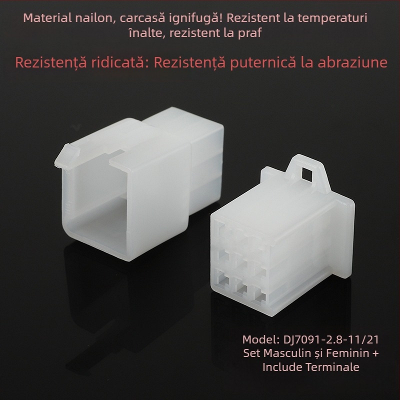 Conector de 2,8 mm pentru vehicul electric, nucleu cu 2–9 găuri, pereche de cabluri cu conector plug-in, contact masculin și feminin