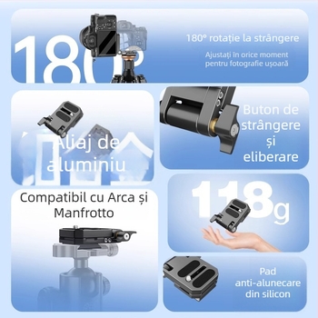 Placă în formă de L, pliabilă pentru camere fără oglindă, pentru fotografiere verticală, compatibilă cu stabilizatorul DJI RS3, plăcuță de montare rapidă pentru capul de trepied