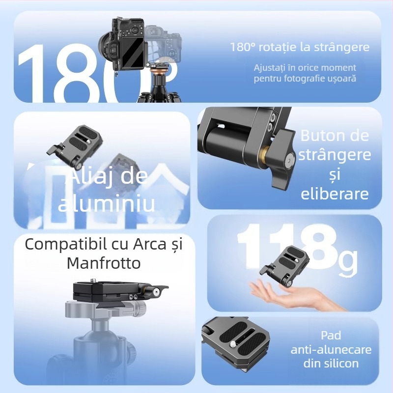 Placă în formă de L, pliabilă pentru camere fără oglindă, pentru fotografiere verticală, compatibilă cu stabilizatorul DJI RS3, plăcuță de montare rapidă pentru capul de trepied