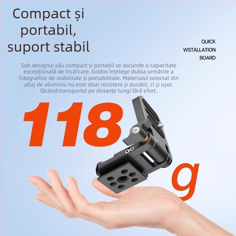 Placă în formă de L, pliabilă pentru camere fără oglindă, pentru fotografiere verticală, compatibilă cu stabilizatorul DJI RS3, plăcuță de montare rapidă pentru capul de trepied