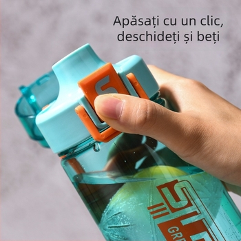 Pahar din plastic cu capacitate mare pentru studenți bărbați, stil coreean minimalist, recipient portabil cu compartiment pentru ceai, rezistent la căderi, capac cu închidere