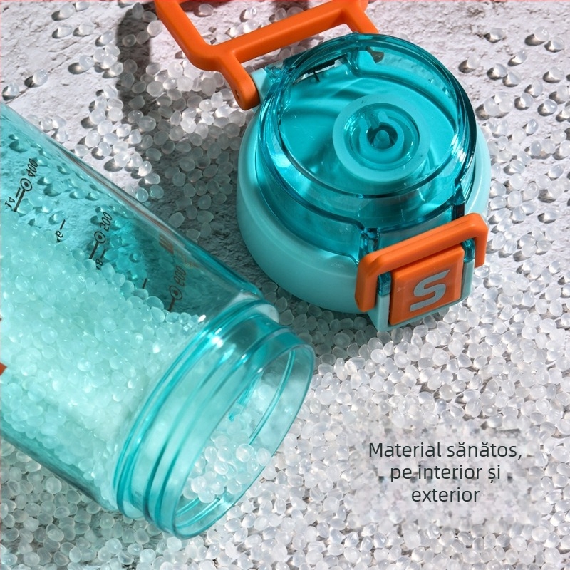 Pahar din plastic cu capacitate mare pentru studenți bărbați, stil coreean minimalist, recipient portabil cu compartiment pentru ceai, rezistent la căderi, capac cu închidere