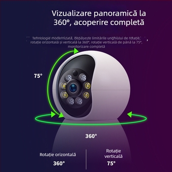 Cameră wireless inteligentă pentru casă, cu rezoluție HD, Wi‑Fi, intercom vocal la distanță, monitorizare și înregistrare