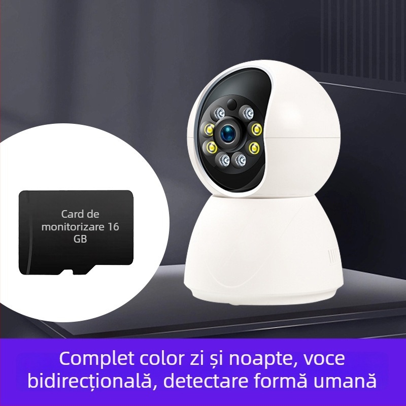 Cameră wireless inteligentă pentru casă, cu rezoluție HD, Wi‑Fi, intercom vocal la distanță, monitorizare și înregistrare