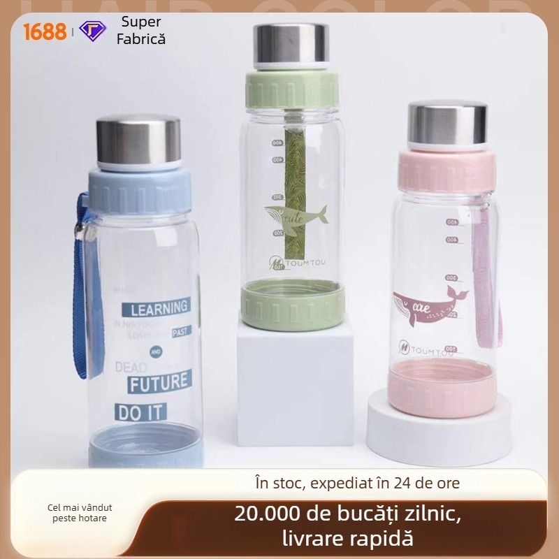 Pahar spațial din plastic cu curea și filtru, rezistent la căderi și la temperaturi înalte, pentru elevi și activități sportive