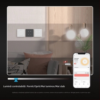 Intrerupător inteligent Zigbee cu reglare a luminii fără trepte, control prin aplicație, programare, control vocal, întrerupător multi-cale