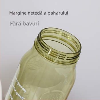 Sticlă de apă sport din plastic, 2000 ml, capacitate mare, cu pai, corp lat, pentru activități în aer liber