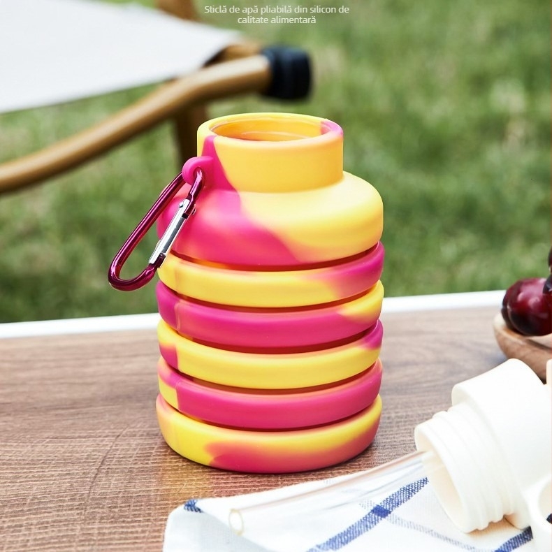 Pahar pliabil din silicon pentru exterior, cană de apă portabilă, extensibilă pentru sport și călătorii