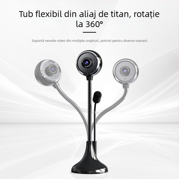 HD USB cameră web cu microfon încorporat pentru desktop și laptop, ideală pentru cursuri online