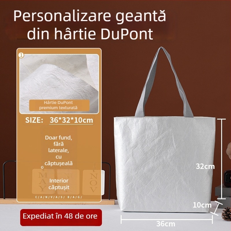 Geantă de hârtie DuPont Kraft, personalizabilă și lavabilă, geantă de mână retro pentru cumpărături, îngroșată
