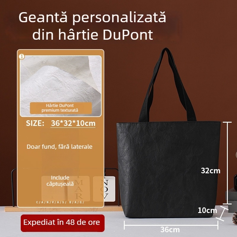 Geantă de hârtie DuPont Kraft, personalizabilă și lavabilă, geantă de mână retro pentru cumpărături, îngroșată