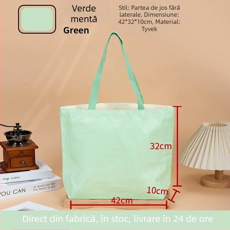 DuPont saci de hârtie kraft, personalizate pentru cadouri de sărbătoare, lavabile, rezistente la rupere, geantă de cumpărături cu curea, realizate la comandă, dimensiuni 42×32×10 cm, culori bej, gri, maro, negru, verde militar, mentă.