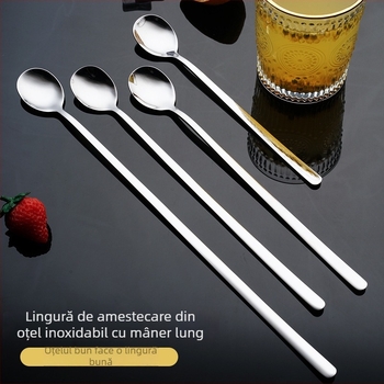 Lingură lungă din oțel inoxidabil 304 pentru gheață și amestec, pentru bar, cafea și suc