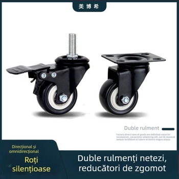 Meiboshi Roată universală din nylon cu rulment, neagră, 1,5-2 inci, caster industrial pentru mobilier și bagaje