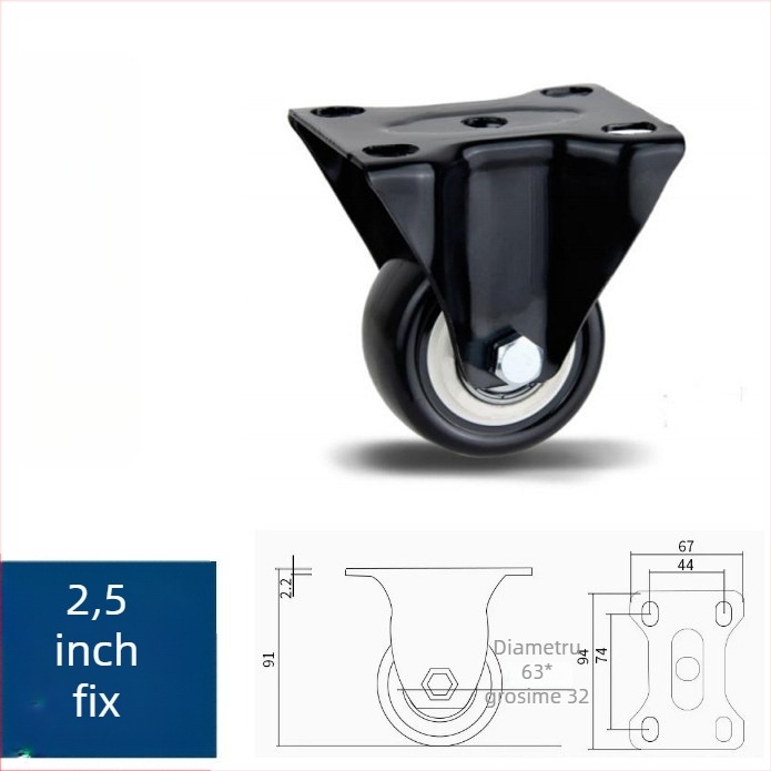 Meiboshi Roată universală din nylon cu rulment, neagră, 1,5-2 inci, caster industrial pentru mobilier și bagaje