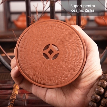 Suport pentru ceainic din lut mov și tavă – accesorii pentru ceremonia ceaiului, pad pentru ceainic și bază ceramică