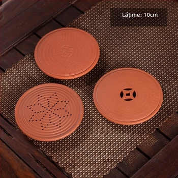 Suport pentru ceainic din lut mov și tavă – accesorii pentru ceremonia ceaiului, pad pentru ceainic și bază ceramică