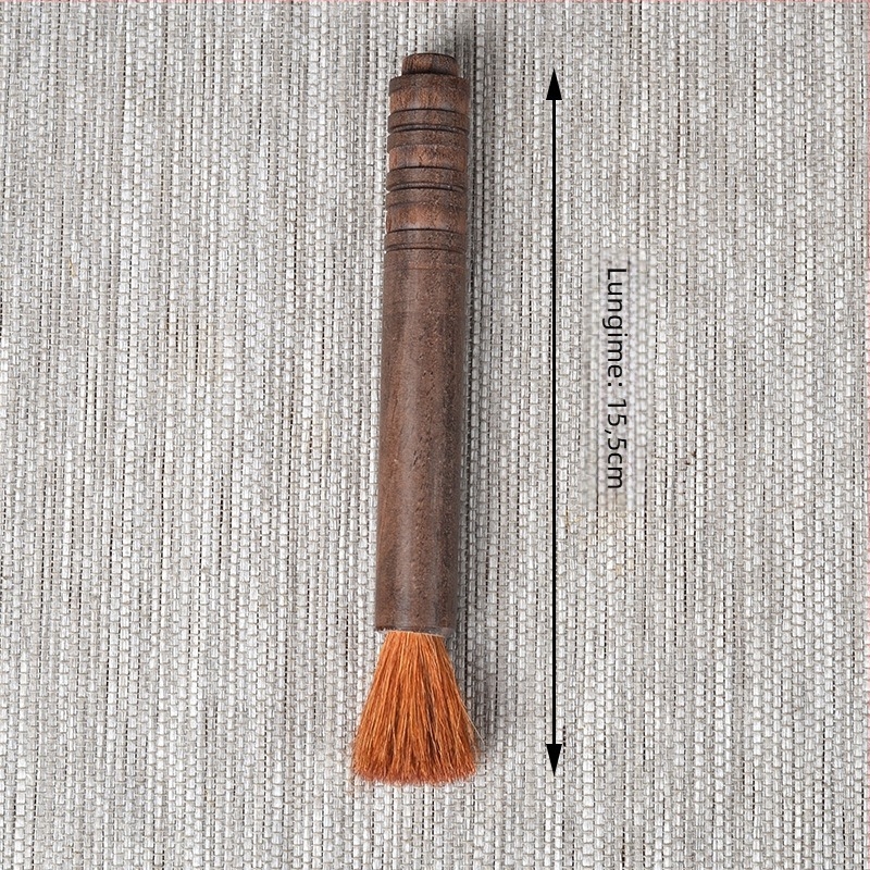 Set de pensule pentru curățarea tacâmului de ceai din lemn de abanos, cu perie Bakelite și accente din lemn de trandafir – accesorii Kung Fu ceai