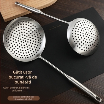 316 oțel inoxidabil, lingură-strecurător dintr-un singur corp, robust pentru uz casnic; potrivit pentru hot pot, tăiței, găluște și prăjit