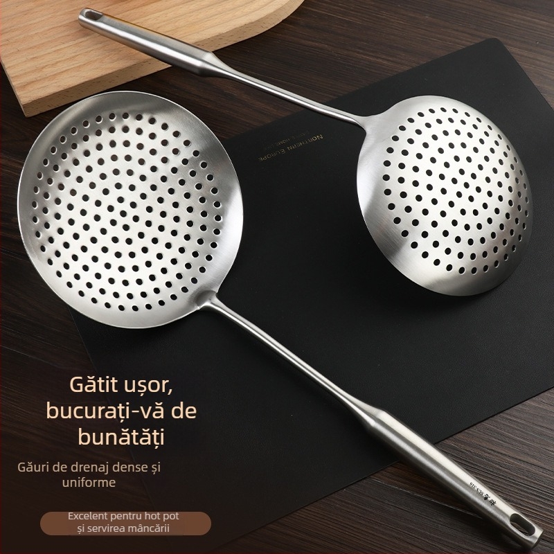 316 oțel inoxidabil, lingură-strecurător dintr-un singur corp, robust pentru uz casnic; potrivit pentru hot pot, tăiței, găluște și prăjit